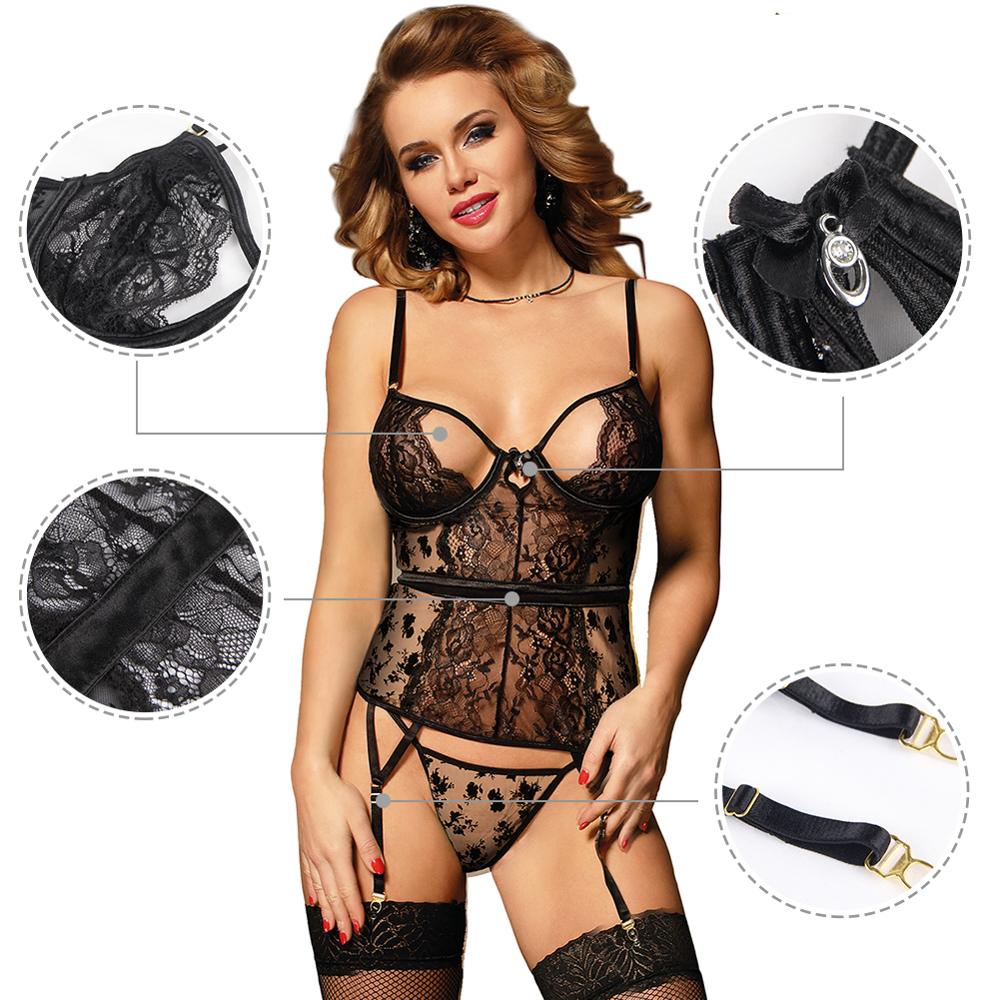 Print Sexy Lingerie Sexy Lace Garter Halter