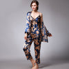 Luxurious Three-Piece Silk Pajamas for Women - Elegant and Comfortable